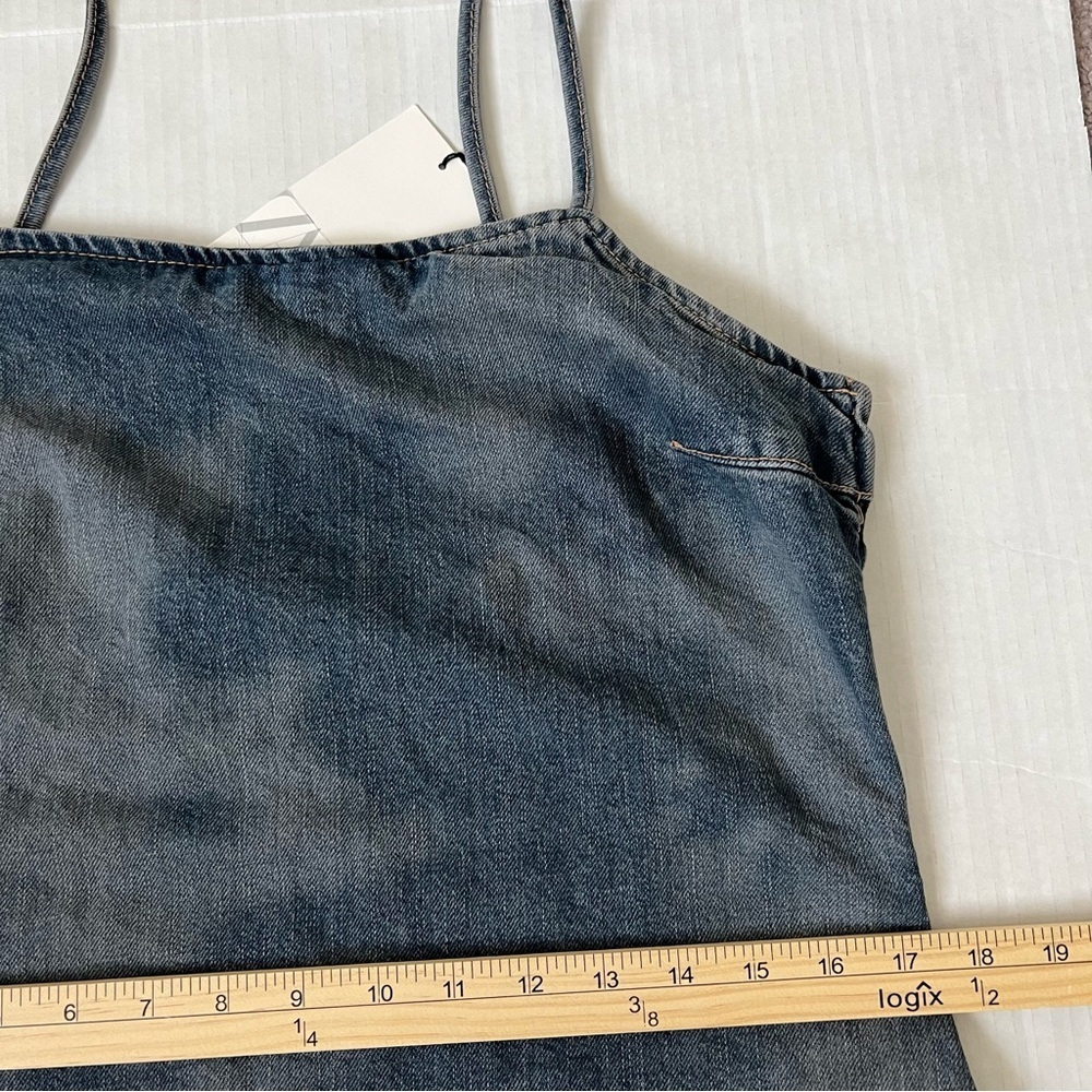 NWT Zara Limited Edition Lace Hem Denim Maxi Dress Blue Festival Chic Large - Picture 16 of 16